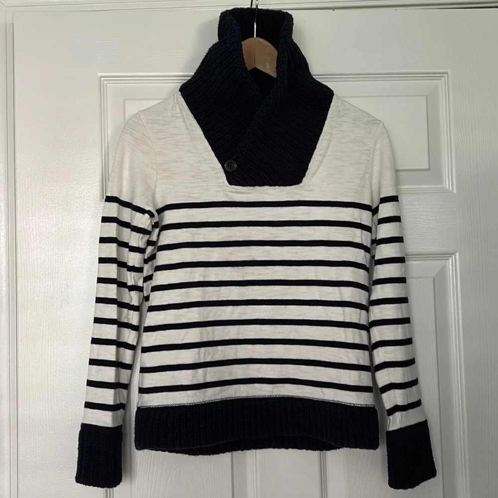 J. Crew Shawl-Collar Stripe Sweatshirt XS